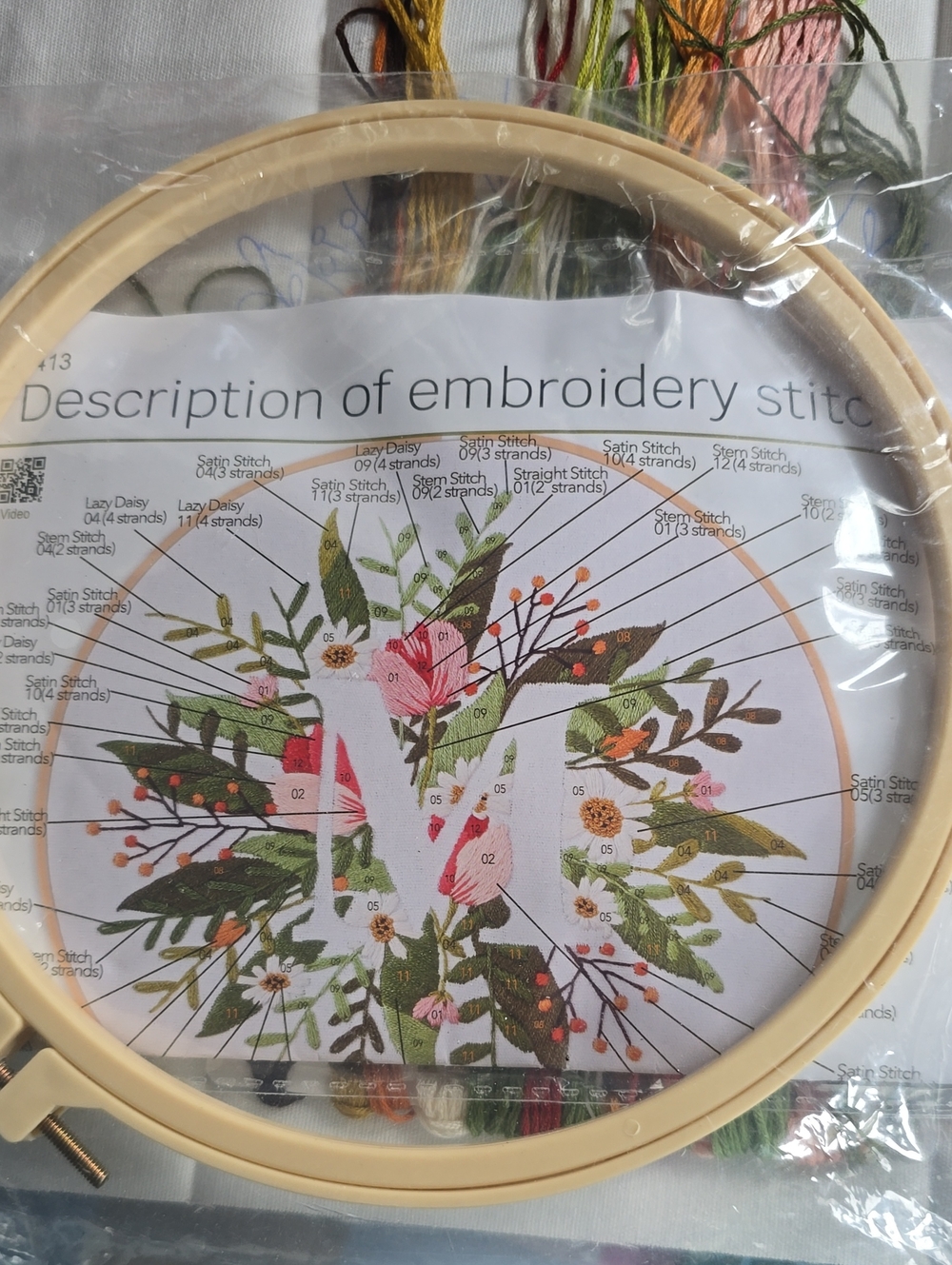 NWT Embroidery Hoop Kit with Floral M Design